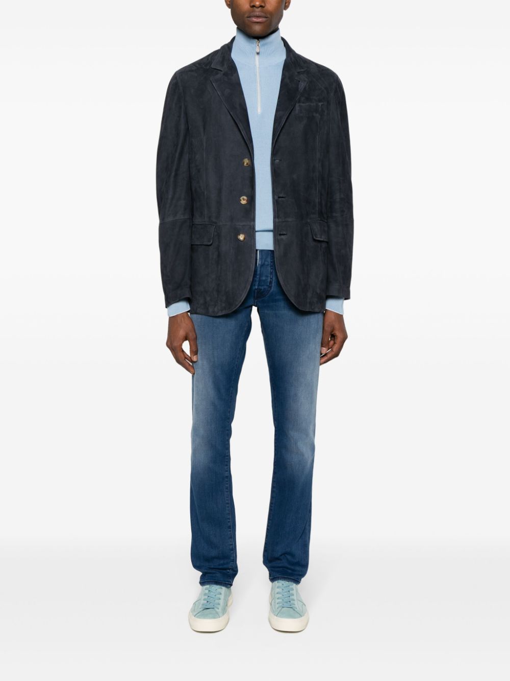 Men Slim-Fit Jeans Maison-Kitsune Jacob Cohën Bard Limited Edition mid-rise slim-fit Jeans Blue