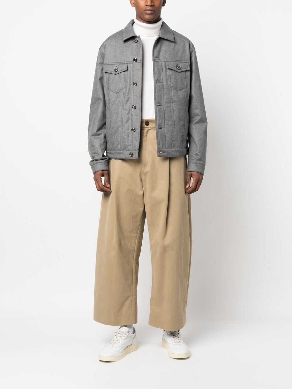 Maison-Kitsune Jacob Cohën button-up Padded Jacket Grey Men Down Jackets