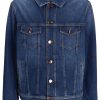 Maison-Kitsune Denim Jackets Men Jacob Cohën logo-patch Denim Jacket Blue