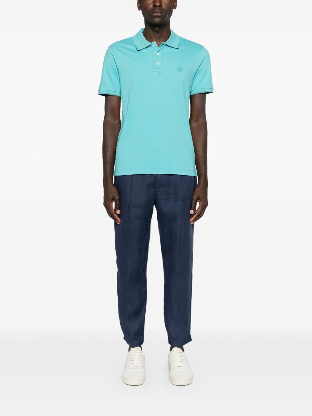 Maison-Kitsune Tapered Pants Men Jacob Cohën Daniel Linen Tapered Trousers Blue