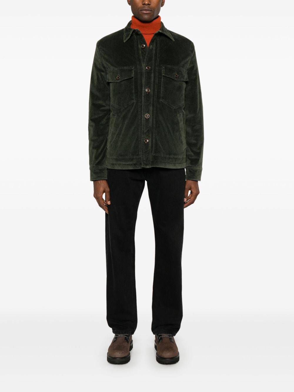 Maison-Kitsune Jacob Cohën Corduroy Shirt Jacket Green Men Shirt Jackets