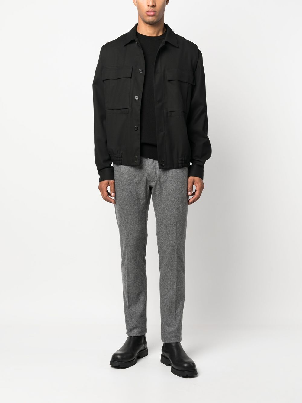 Men Skinny Pants Maison-Kitsune Jacob Cohën slim-fit virgin-wool Trousers Grey