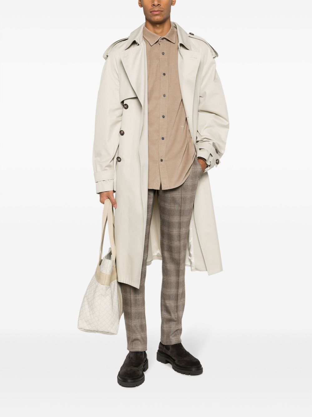 Maison-Kitsune Tapered Pants Men Jacob Cohën plaid-check wool-blend Tapered Trousers Brown