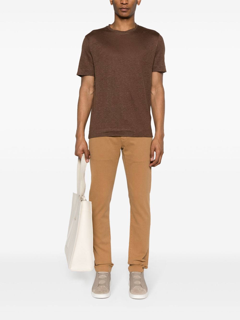 Jacob Cohën slim-cut Piqué Trousers Brown Men Regular-Fit & Straight Leg Pants Maison-Kitsune