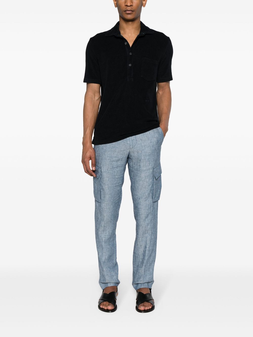 Men Polo Shirts Maison-Kitsune Jacob Cohën French-terry Polo Shirt Blue