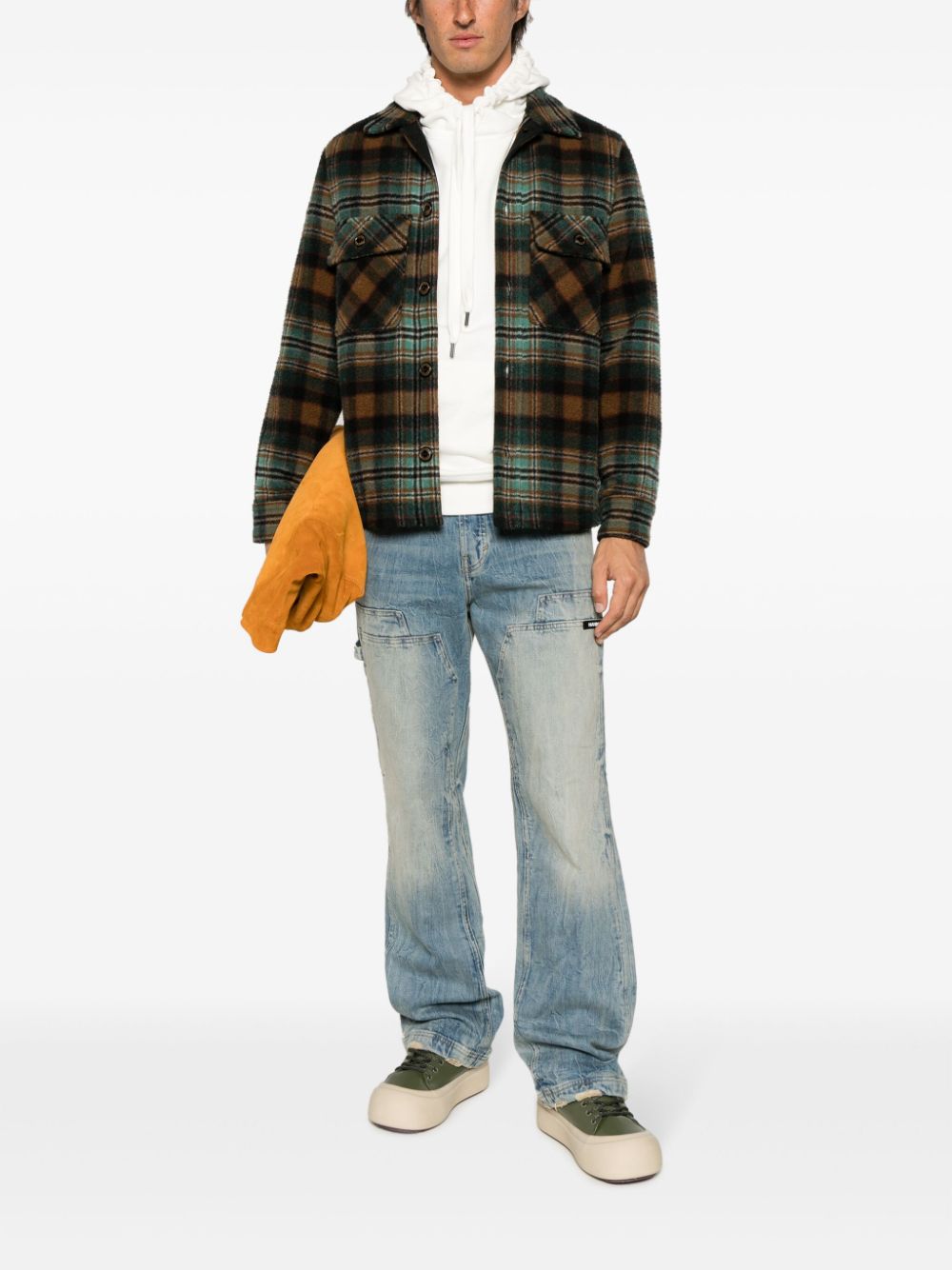 Maison-Kitsune Jacob Cohën check-pattern spread-collar Shirt Brown Men Shirts