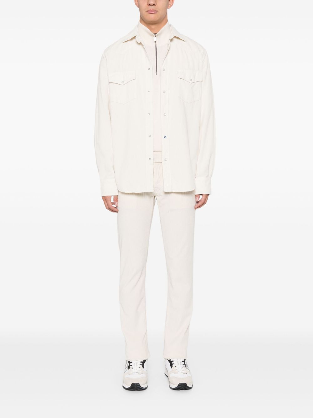 Men Shirts Maison-Kitsune Jacob Cohën Corduroy Shirt White