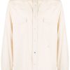 Jacob Cohën logo-embroidery Corduroy Cotton Shirt Neutrals Maison-Kitsune Men Shirts