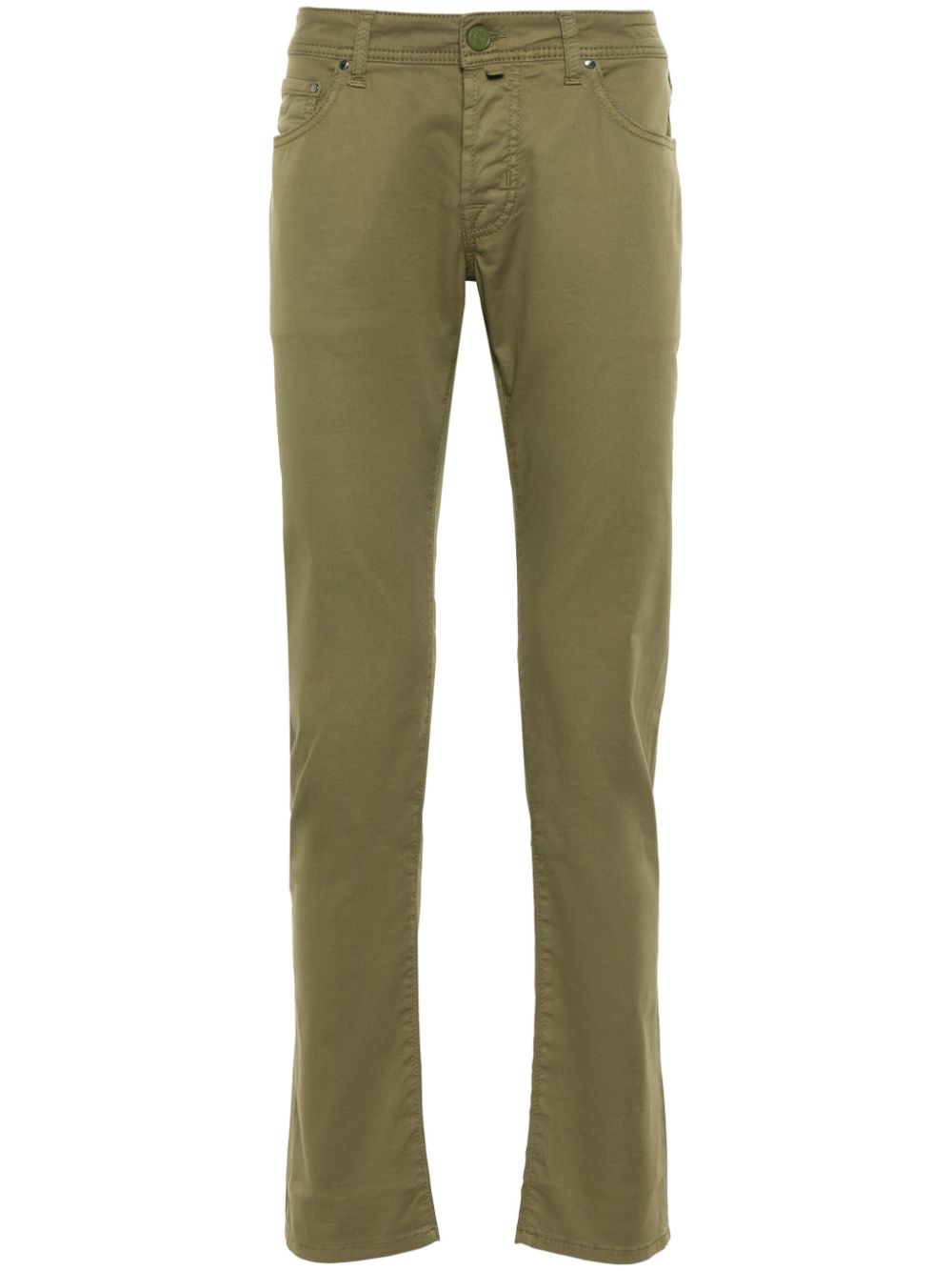 Maison-Kitsune Tapered Pants Men Jacob Cohën logo-patch Trousers Green