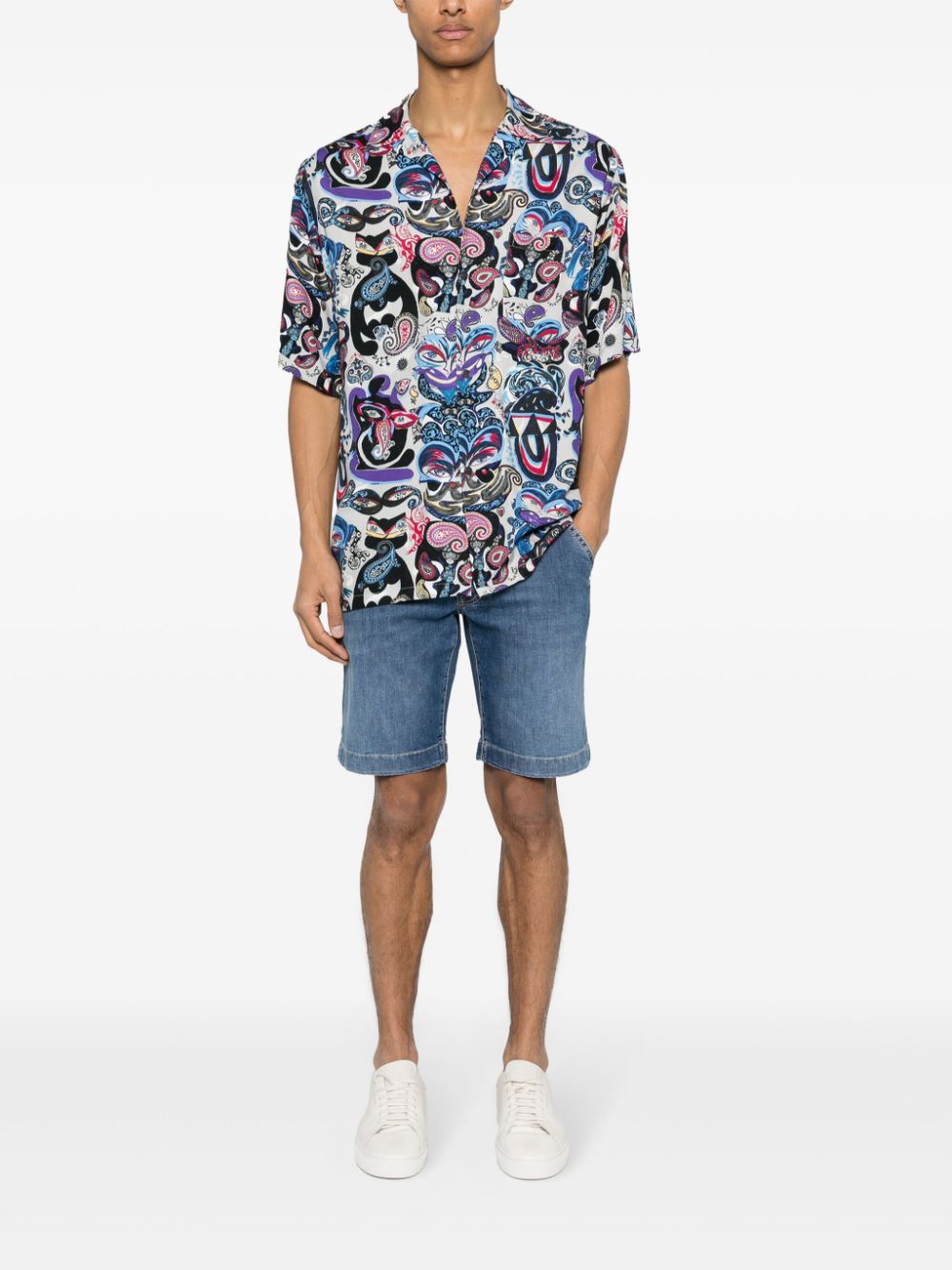 Jacob Cohën logo-patch Denim Shorts Blue Maison-Kitsune Men Denim Shorts