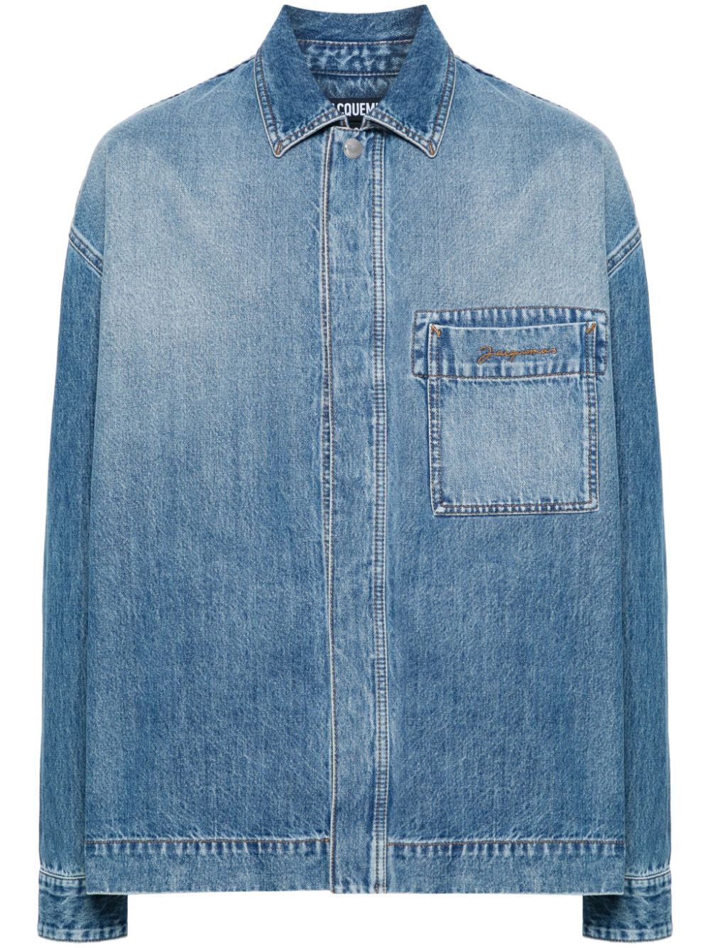 Men Shirts Maison-Kitsune Jacquemus La Chemise logo-embroidered Denim Shirt Blue