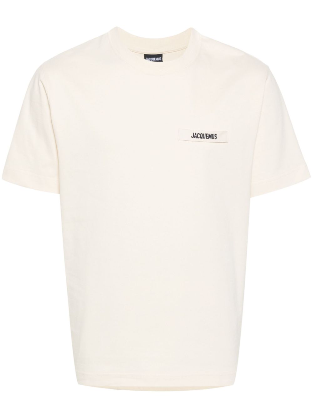 Maison-Kitsune T-Shirts Men Jacquemus Le Gros Grain embroidered-logo T-shirt Neutrals