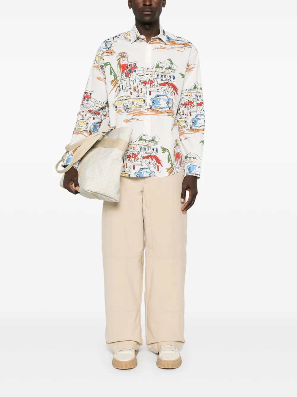 Jacquemus La Chemise Simon Cotton Shirt White Maison-Kitsune Men Shirts