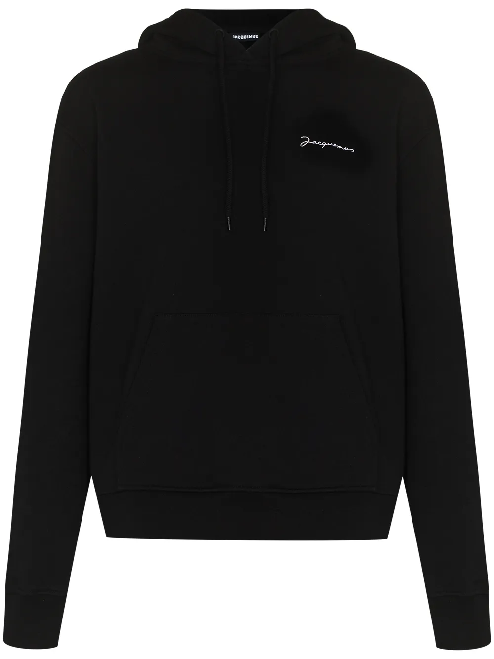 Maison-Kitsune Jacquemus logo-embroidered Cotton Hoodie Black Men Hoodies