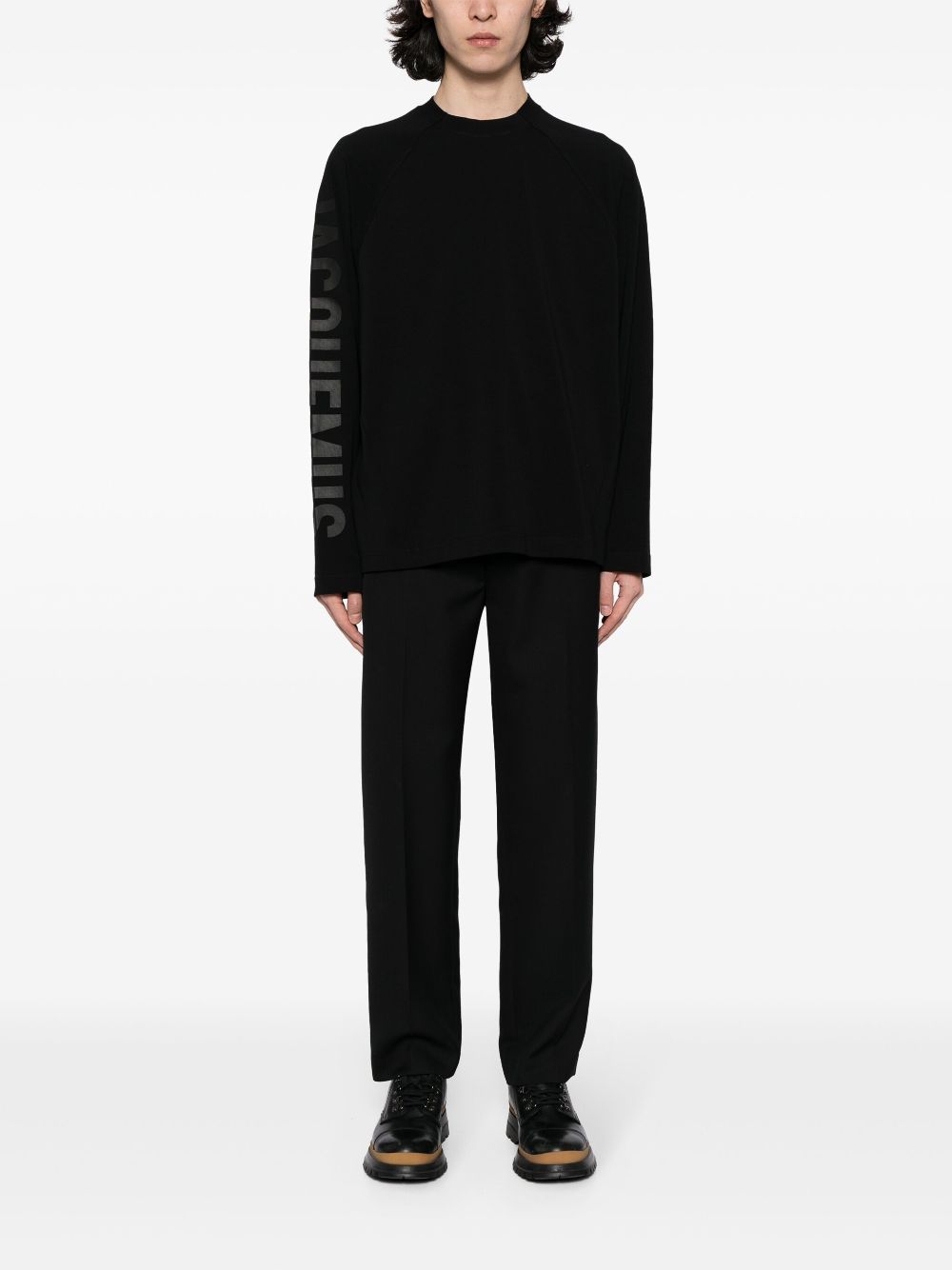 Jacquemus logo-print long-sleeve T-shirt Black Men T-Shirts Maison-Kitsune