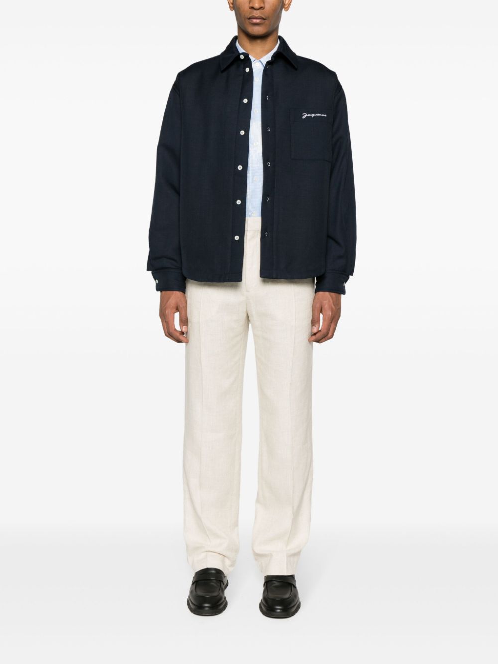 Maison-Kitsune Shirt Jackets Men Jacquemus La Chemise Boulanger Shirt Jacket Blue