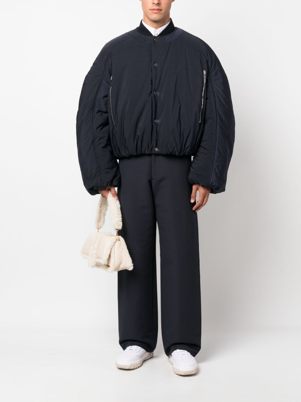 Maison-Kitsune Bomber Jackets Men Jacquemus Croissant Puffer Bomber Jacket Blue
