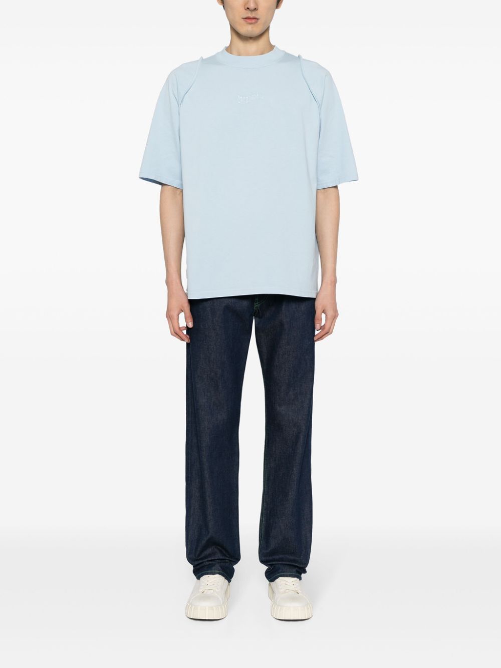 Jacquemus Le Camargue logo-embroidered T-shirt Blue Men T-Shirts Maison-Kitsune