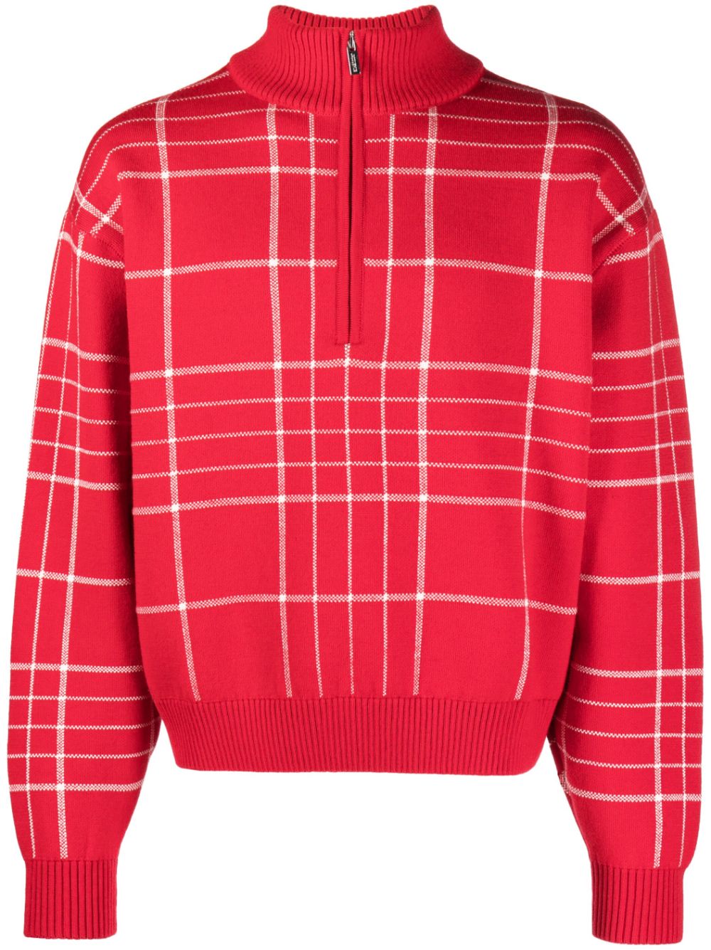 Men Sweatshirts Maison-Kitsune Jacquemus La Maille Carro Checked Sweatshirt Red