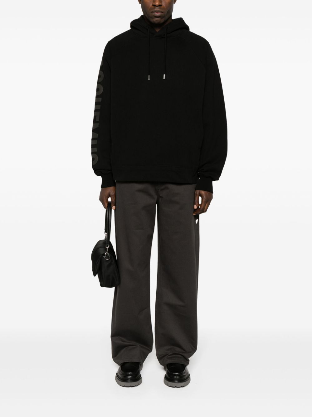 Maison-Kitsune Jacquemus Le Hoodie Typo Cotton Top Black Men Hoodies
