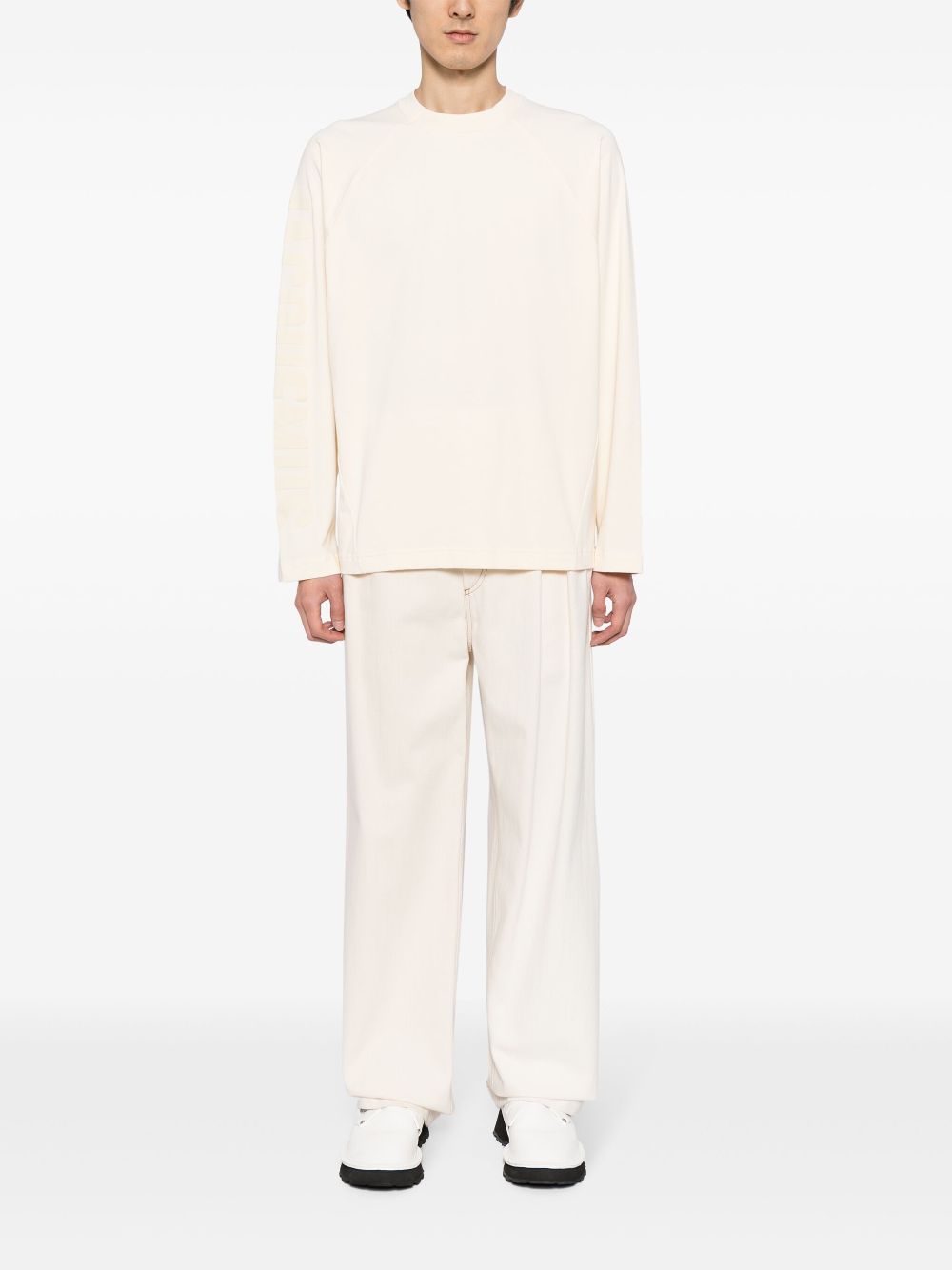 Maison-Kitsune Jacquemus Le t-shirt Typo long-sleeve Cotton T-shirt Neutrals Men T-Shirts
