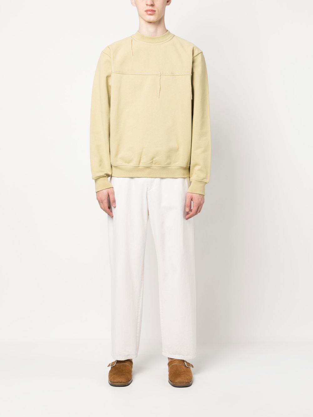 Men Knitted Sweaters Maison-Kitsune Jacquemus logo-embroidered Cotton Jumper Neutrals