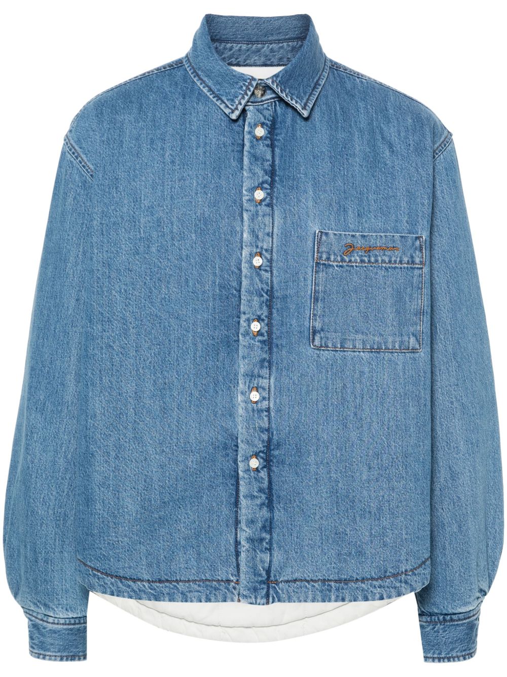 Maison-Kitsune Denim Jackets Men Jacquemus La Chemise Boulanger Denim Shirt Jacket Blue
