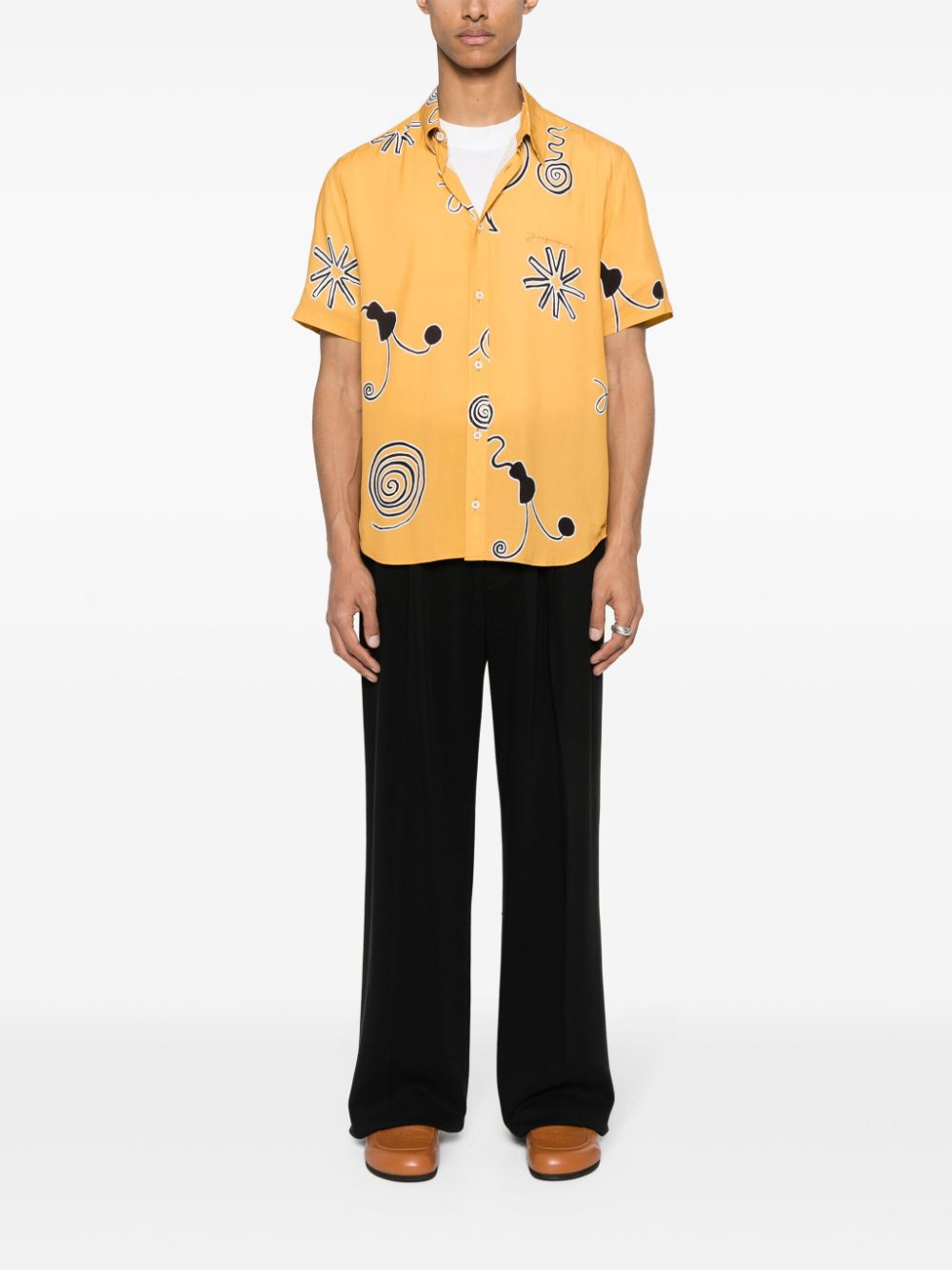 Maison-Kitsune Jacquemus Mello spiral-print Shirt Yellow Men Shirts