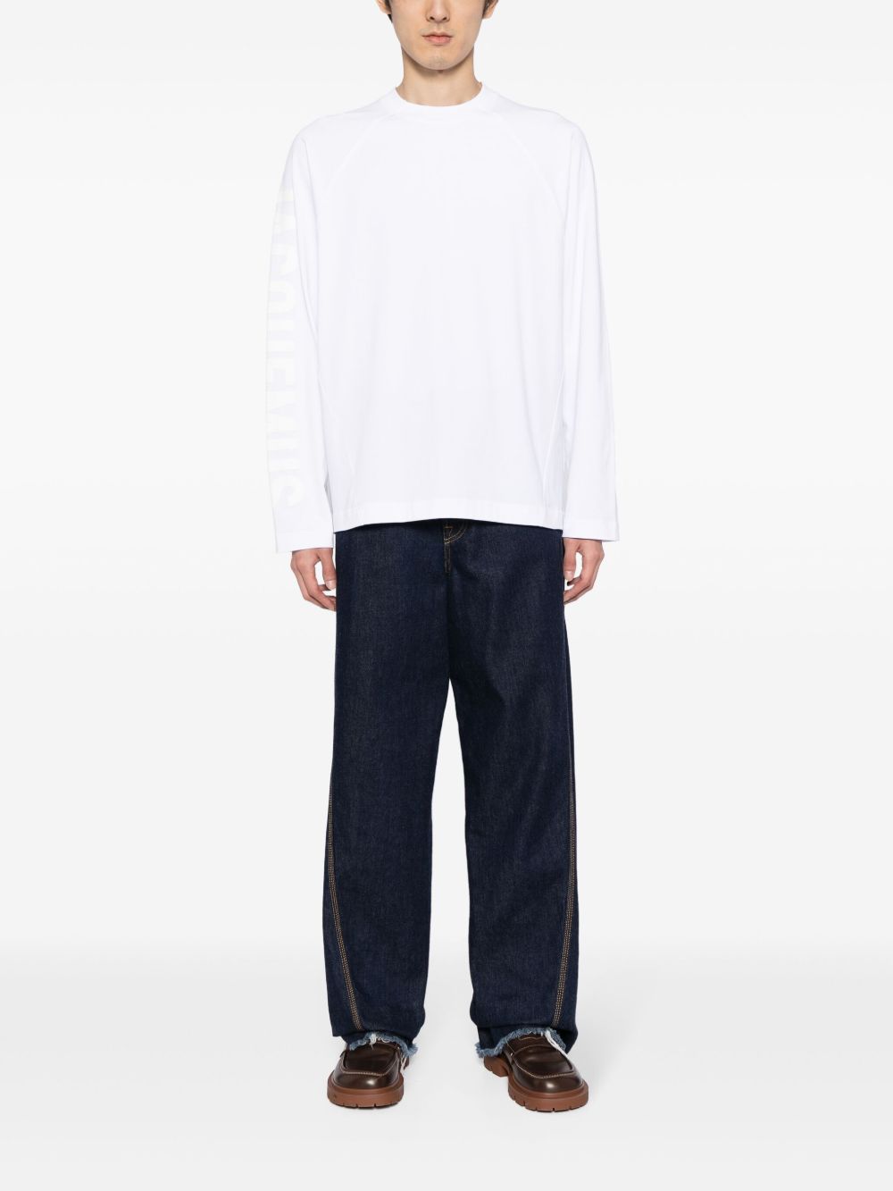 Maison-Kitsune T-Shirts Men Jacquemus Le T-shirt Typo long-sleeve Top White