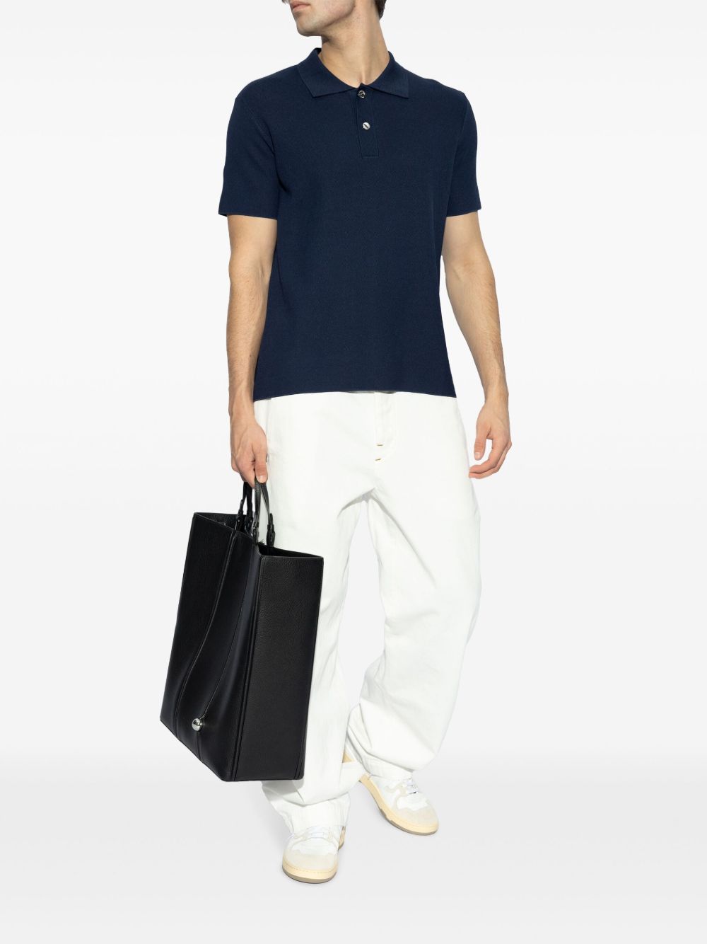 Jacquemus logo-jacquard Polo Shirt Blue Maison-Kitsune Men Polo Shirts