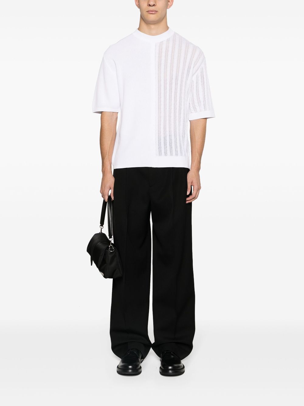 Maison-Kitsune Jacquemus crew-neck cable-knit Jumper White Men Knitted Sweaters