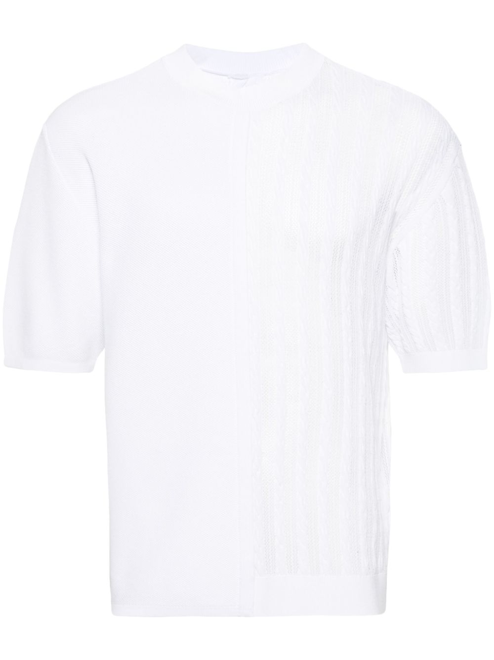 Maison-Kitsune Jacquemus crew-neck cable-knit Jumper White Men Knitted Sweaters