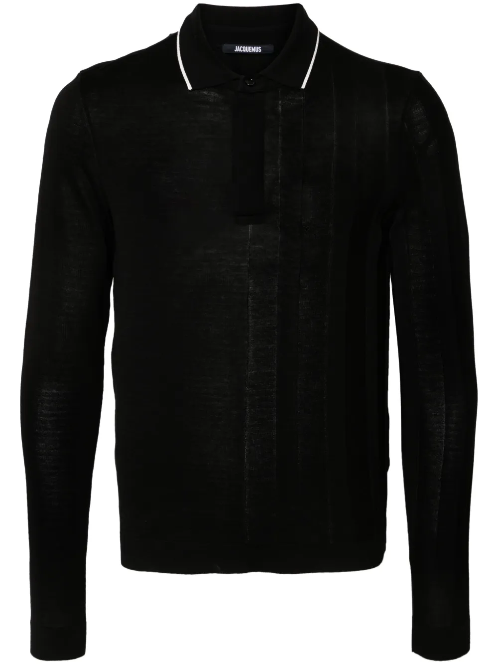 Jacquemus Le Polo Tricot Polo Shirt Black Maison-Kitsune Men Polo Shirts