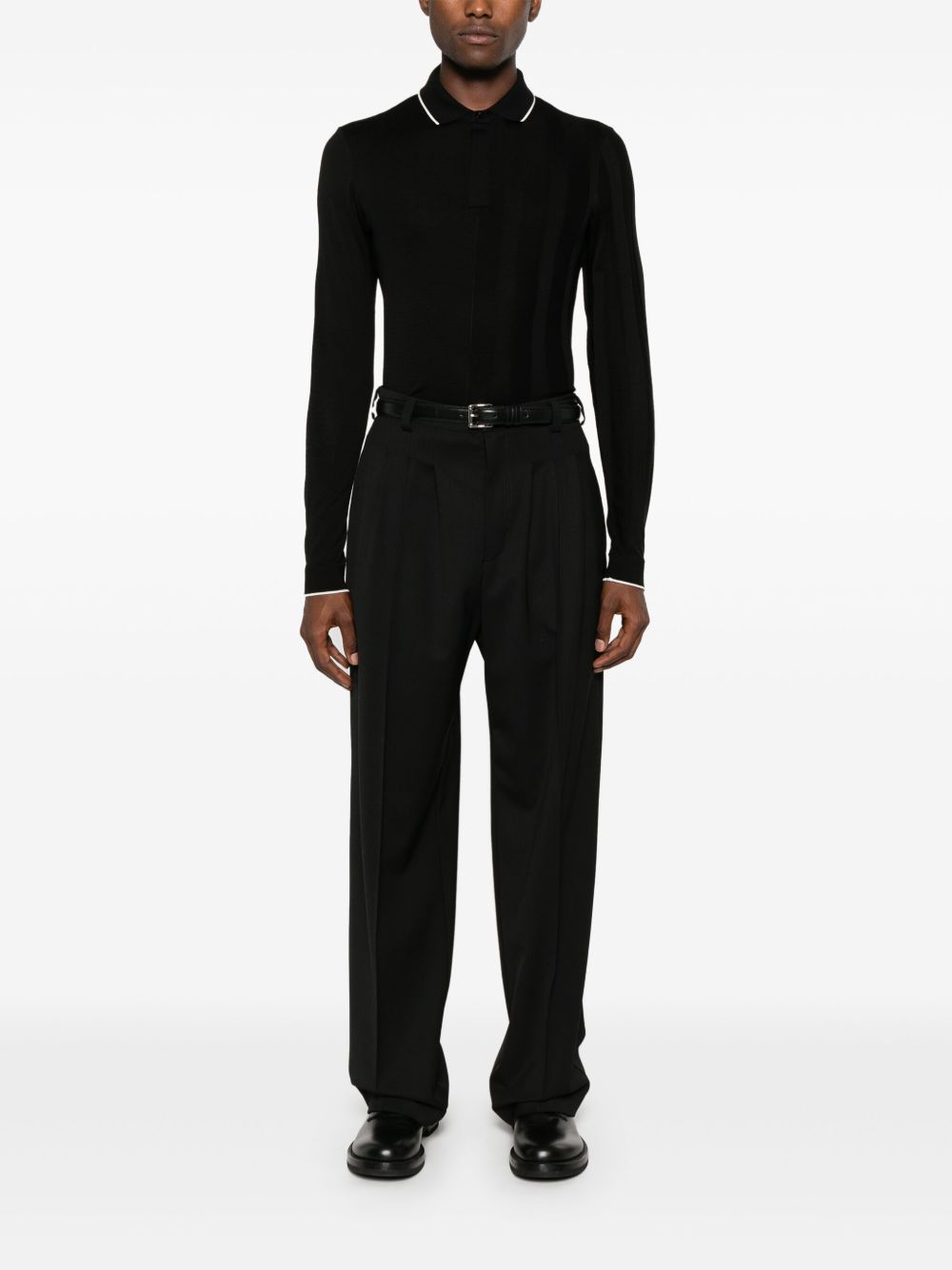 Jacquemus Le Polo Tricot Polo Shirt Black Maison-Kitsune Men Polo Shirts