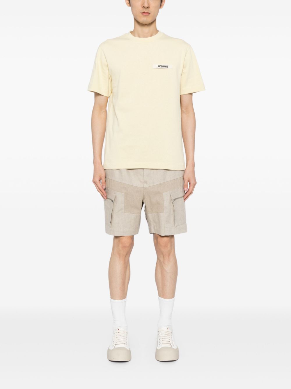 Jacquemus logo-appliqué Cotton T-shirt Yellow Men T-Shirts Maison-Kitsune