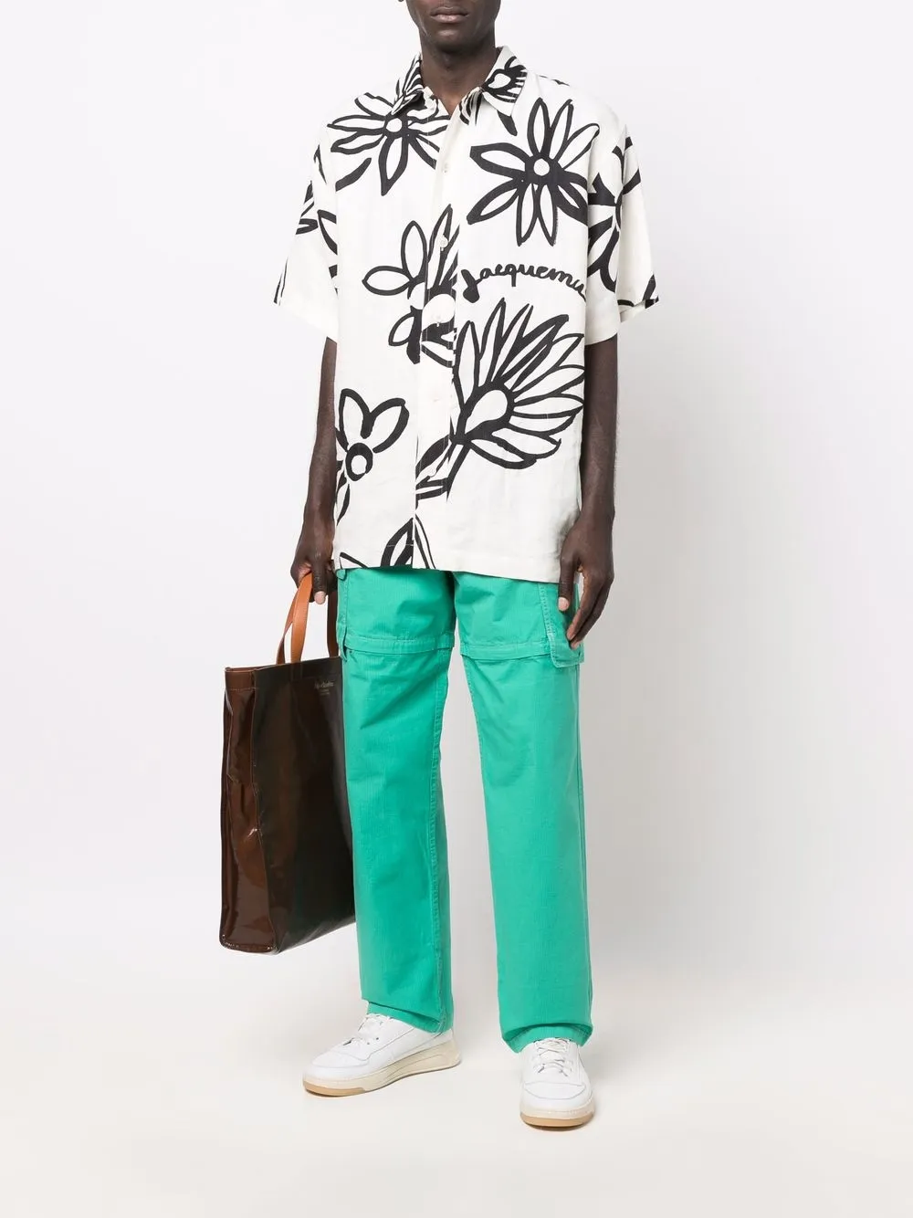 Men Loose Fit Pants Maison-Kitsune Jacquemus Convertible Cargo Trousers Green