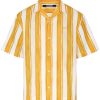 Maison-Kitsune Jacquemus logo-embroidered Striped Shirt Yellow Men Shirts