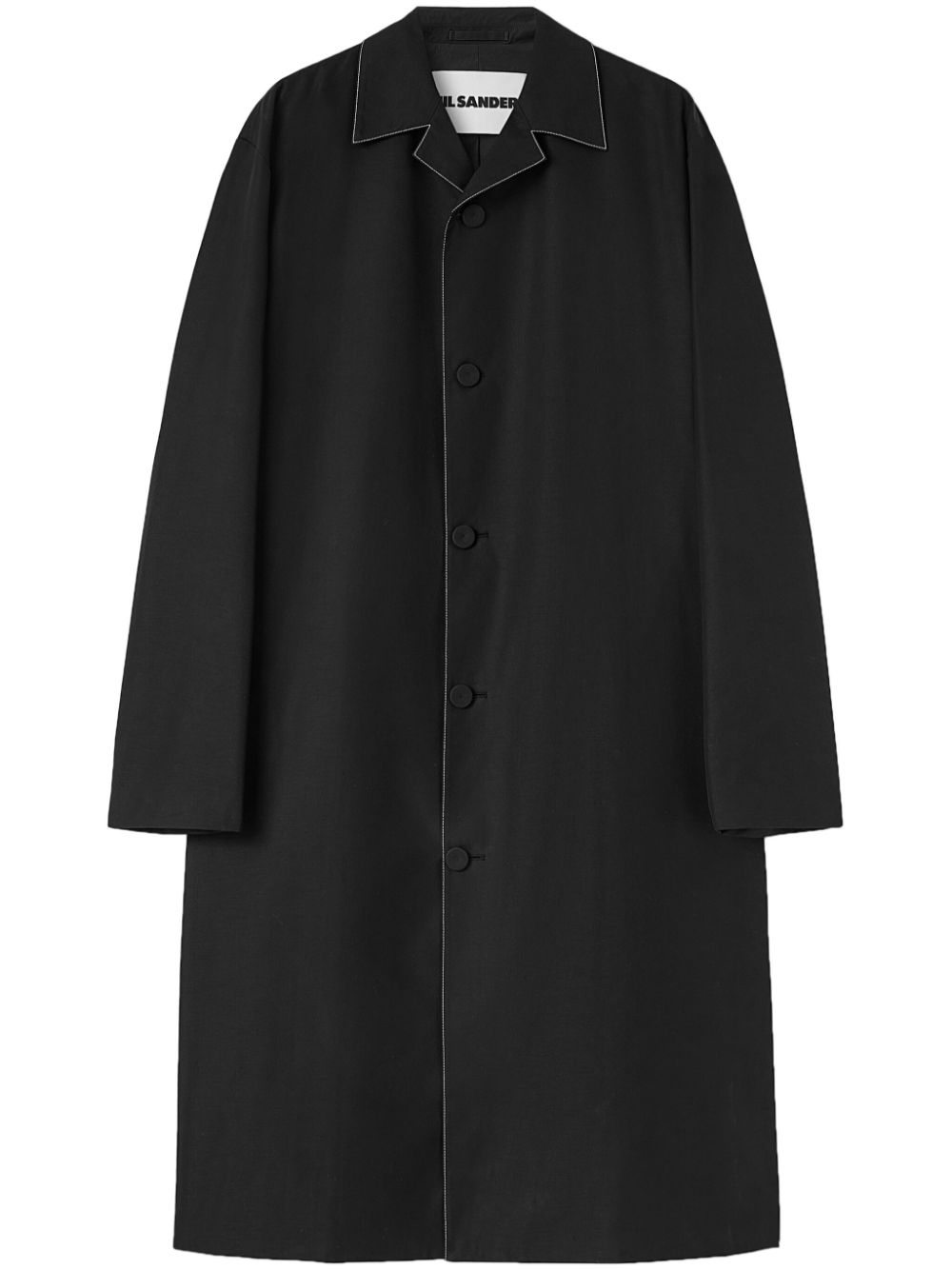 Maison-Kitsune Jil Sander buttoned-up midi-coat Black Men Single Breasted Coats