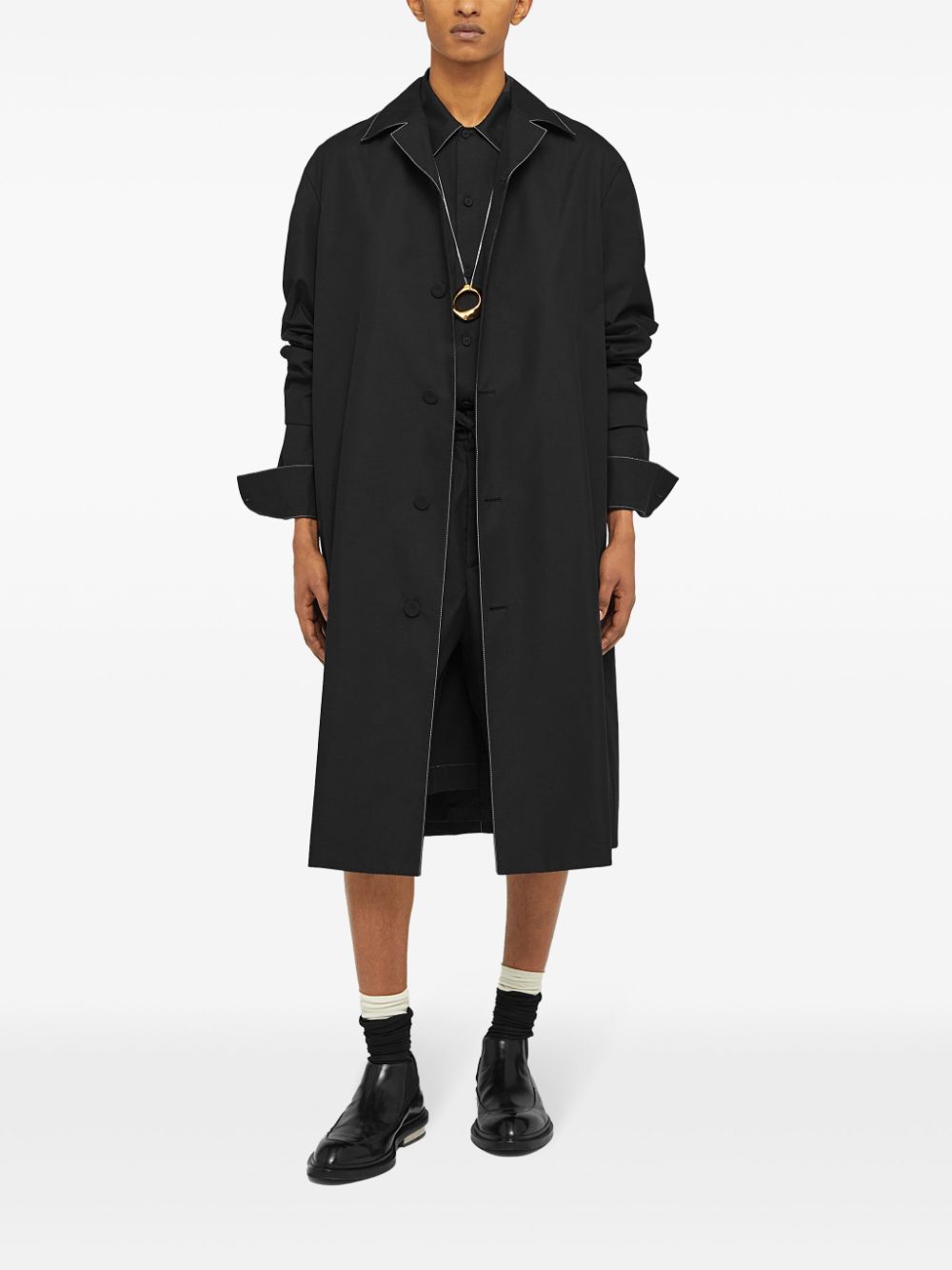 Maison-Kitsune Jil Sander buttoned-up midi-coat Black Men Single Breasted Coats