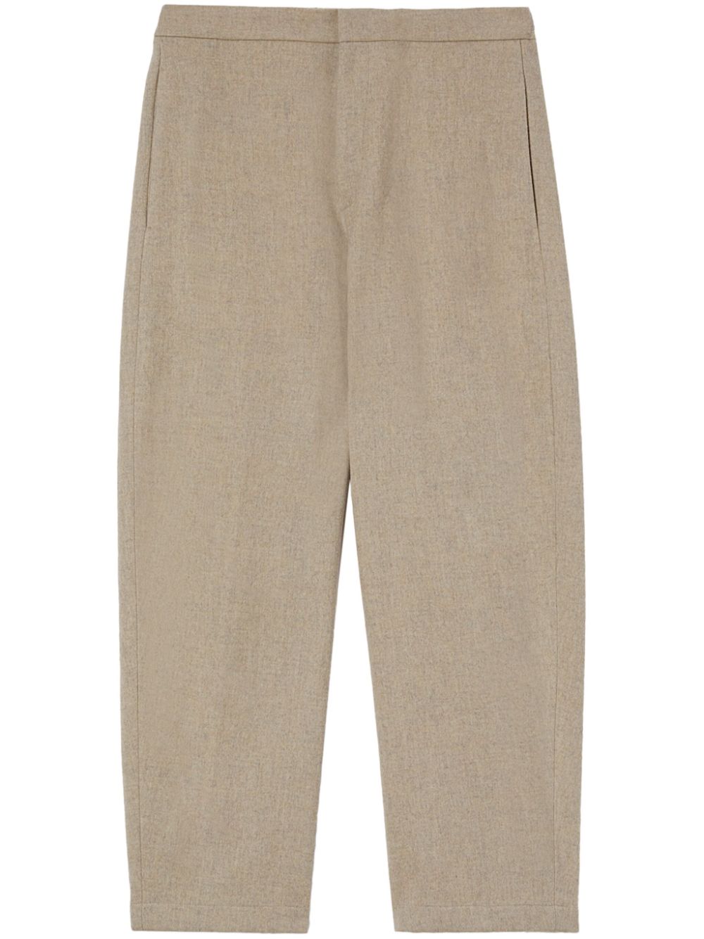 Jil Sander logo-patch Wool Tapered Trousers Neutrals Maison-Kitsune Men Tapered Pants