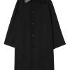 Men Single Breasted Coats Maison-Kitsune Jil Sander leather-collar Coat Black