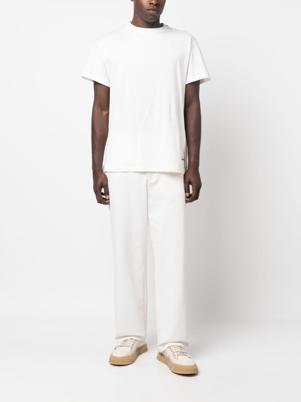 Men T-Shirts Maison-Kitsune Jil Sander logo-patch organic-cotton T-shirt (pack Of three) White