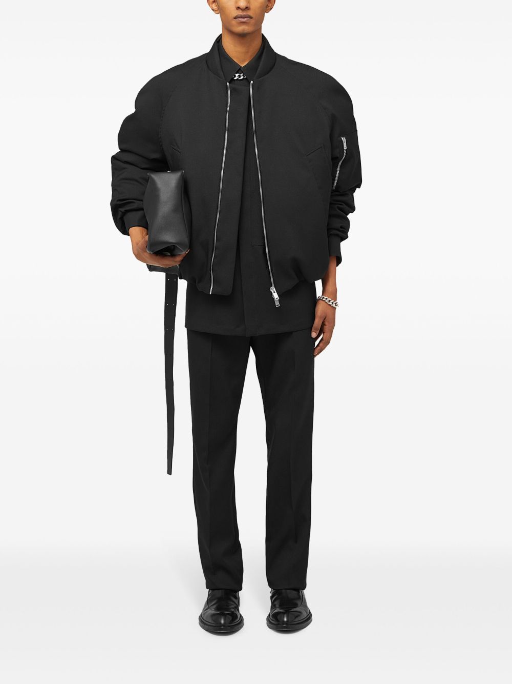 Maison-Kitsune Jil Sander Padded zip-up Bomber Jacket Black Men Bomber Jackets