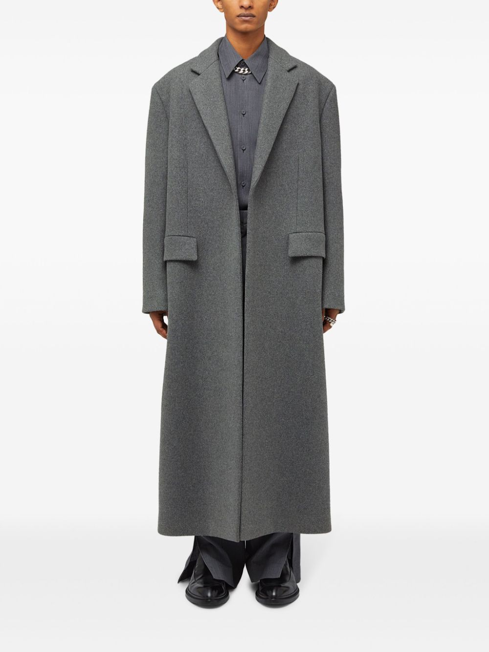 Maison-Kitsune Single Breasted Coats Men Jil Sander single-breasted Wool Coat Grey