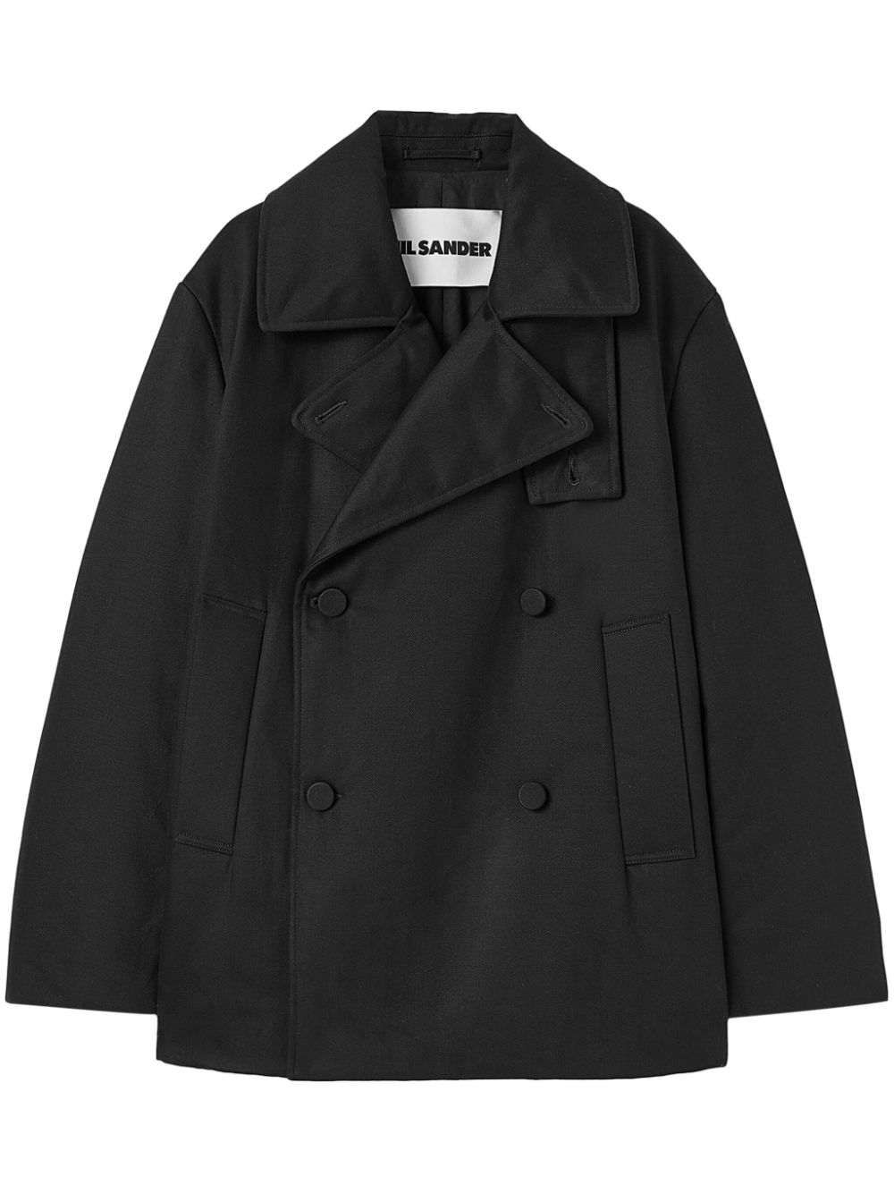 Maison-Kitsune Double Breasted Coats Men Jil Sander double-breasted Cotton Coat Black