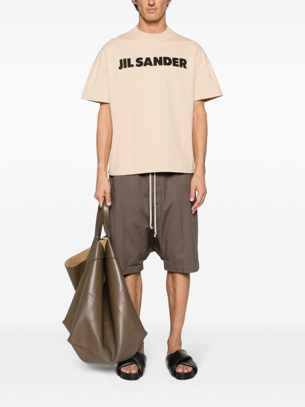 Maison-Kitsune Jil Sander logo-print Cotton T-shirt Neutrals Men T-Shirts