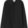 Maison-Kitsune Shirts Men Jil Sander long-sleeve contrast-stitching Shirt Black