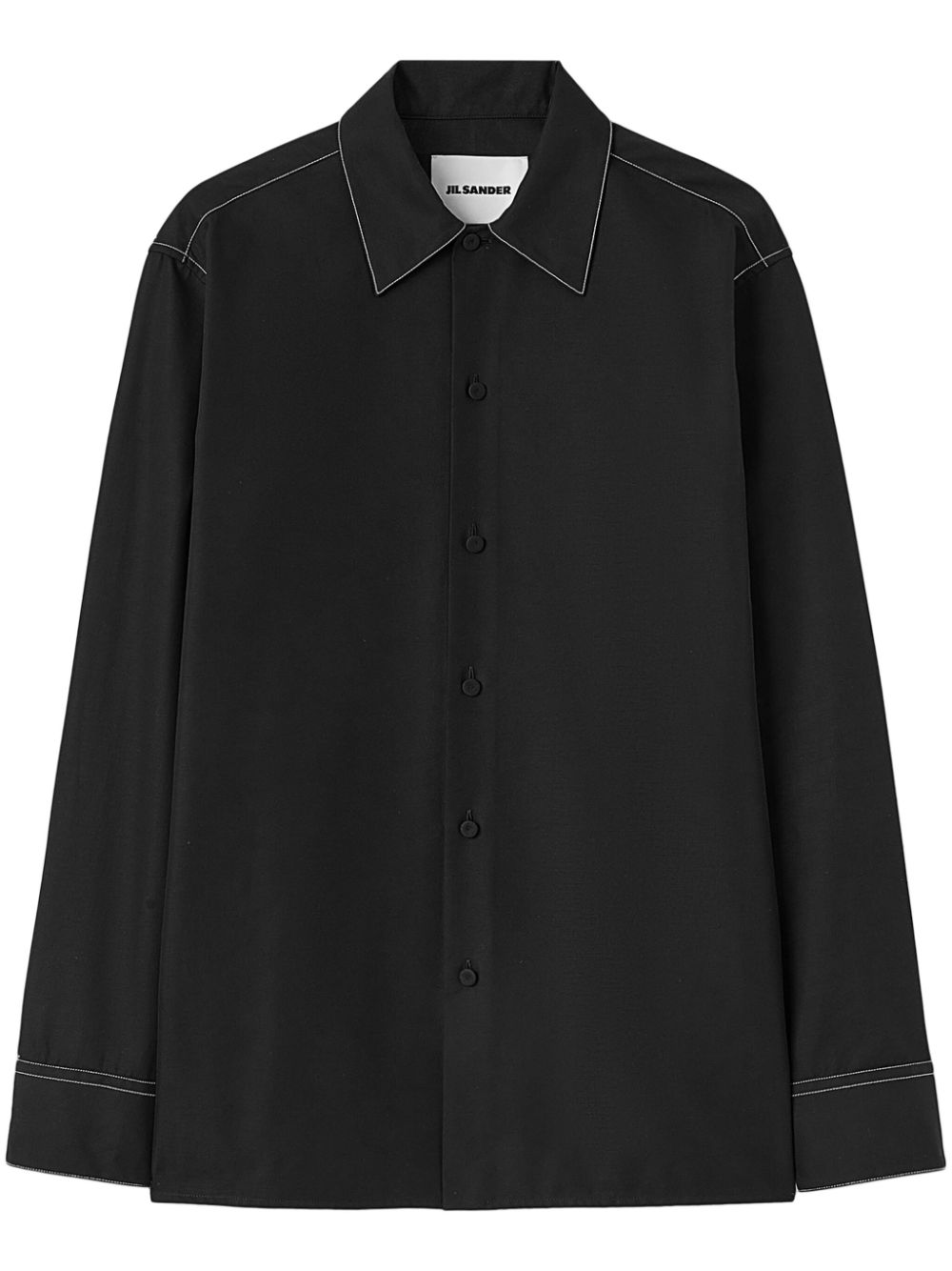 Maison-Kitsune Shirts Men Jil Sander long-sleeve contrast-stitching Shirt Black