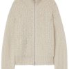 Men Cardigans Maison-Kitsune Jil Sander chunky-knit zip-up Cardigan White