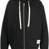Men Hoodies Maison-Kitsune Jil Sander Zipped Cotton Hoodie Black